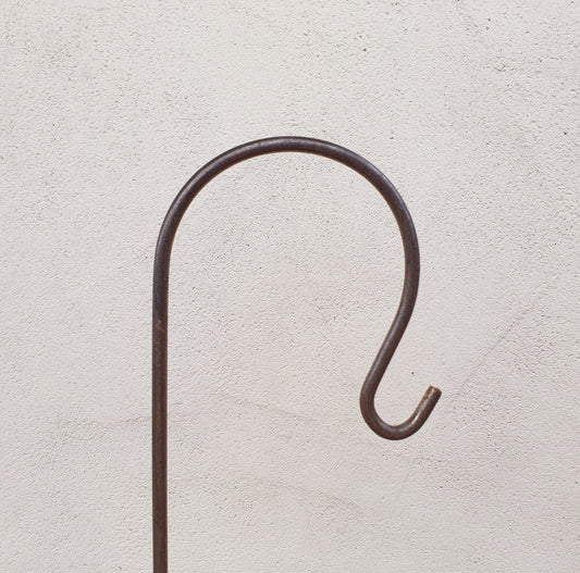 Handcrafted Steel Shepherd Crook Stakes, Garden Lantern Holder