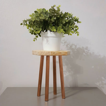 30cm Plant Stand in Pine and Copper