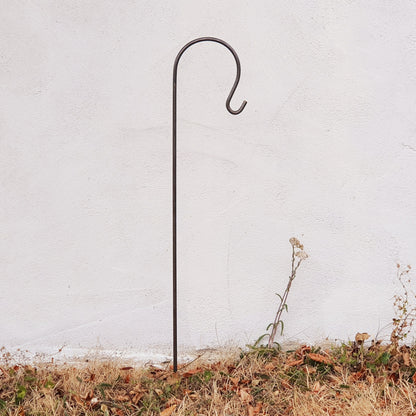 Handcrafted Steel Shepherd Crook Stakes, Garden Lantern Holder