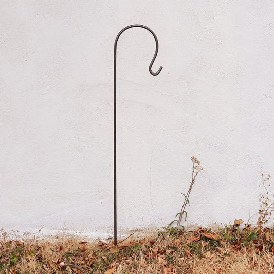 Handcrafted Steel Shepherd Crook Stakes, Garden Lantern Holder