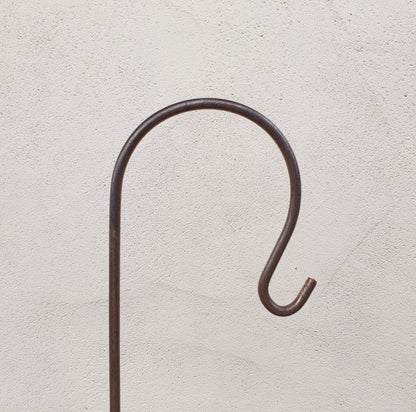 Handcrafted Steel Shepherd Crook Stakes, Garden Lantern Holder